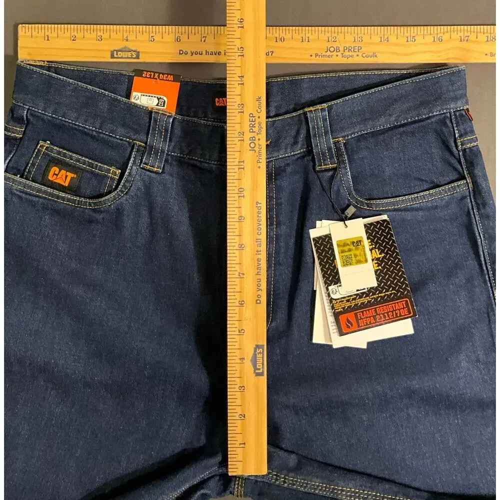 NWT Men's CAT CA 2 Dark Stone Denim Work Jeans 34X32 Stretch Flame Resistant $99